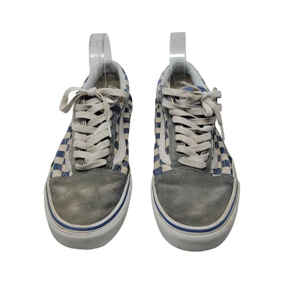 Vans Blue White Suede Checkered Old Skool Sneakers Sz 9.5‎ Mens 11 Womens Skater - Picture 2 of 13